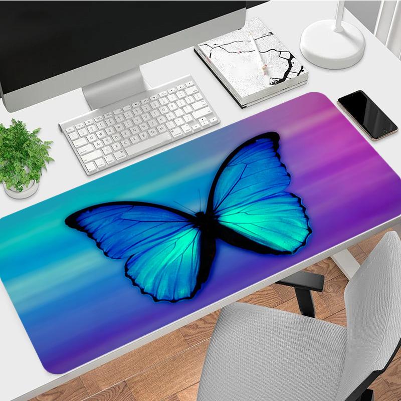 Blue Butterfly Xl Gaming Mouse Pad Nonslip Rubber Base Stitched Edge Waterproof Desk Mat For Pc Laptop Gamer Office Computer Accessories C927116