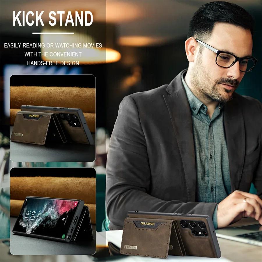 Luxury Magnetic Leather Wallet Case for Samsung Galaxy S25 Ultra S24 S23 S20 S21 S22 Plus Note 20 Kickstand Card Holder Cover