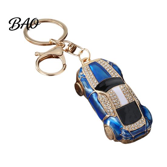 Cute Backpack Charm Sports Car Keychain with Sparkling Rhinestones, Durable Zinc Alloy Luxury Accessories Stylish Pendant, Decorative Compact Key Ring