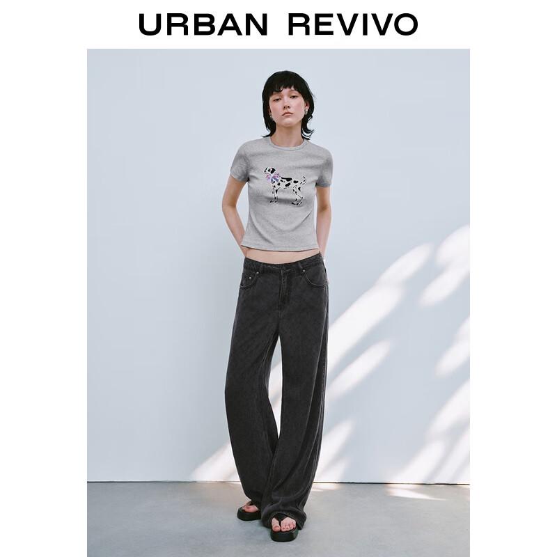 UR 2025 Summer Women s Retro Diamond Pattern Denim Jeans 25