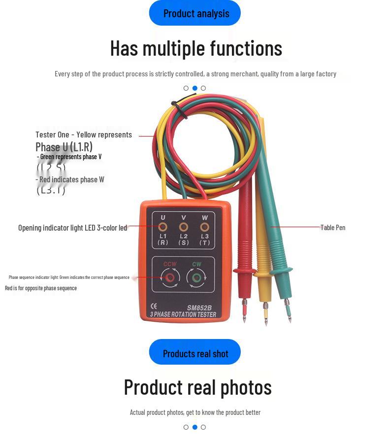SM-852B Phase Sequence Meter Portable Tester