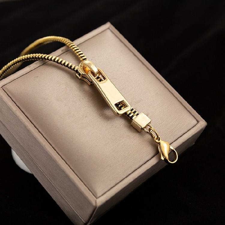 Zipper Chain Necklace Women Men Gold Color Metal Multipurpose Necklace Jewelry