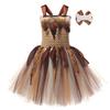 Höhlenmädchen Kostüm für Mädchen Wilder Mann Cosplay Geburtstag Dschungel Karneval Partykleider Ausgefallene Tutus Outfit Halloween Tutu Kleid