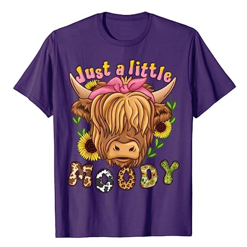 Highland Cow Scottish Highland Cow T-Shirt Cute Animal Lover Floral Print Graphic Tee Tops Women's Fashion Short Sleeve Blouses