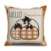 Thanksgiving Linen Pillowcase Autumn Pumpkin Print Pillow Cushion Cover