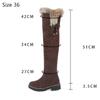 Warme Schneestiefel Damen Winterschuhe Warmes Fell Plüsch Über Kniehohe Stiefel Damen Lässig Niedrige Gummiabsätze Lange Schuhe Weiblich