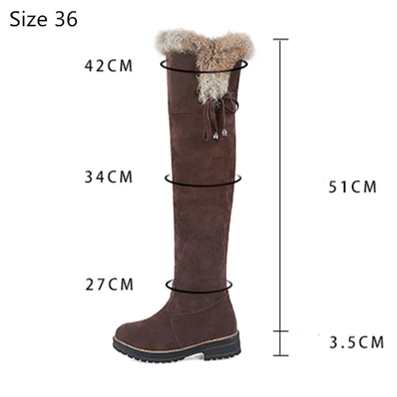 Warme Schneestiefel Damen Winterschuhe Warmes Fell Plüsch Über Kniehohe Stiefel Damen Lässig Niedrige Gummiabsätze Lange Schuhe Weiblich