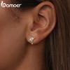 BAMOER Solid 925 Sterling Silver Ginkgo Leaf Hoop Earrings for Women Teens Small Hoop Earrings Pretty Flowers Huggie Jewelry