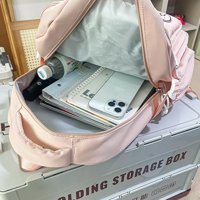 Color Block Student Schoolbag Women College Style Backpack