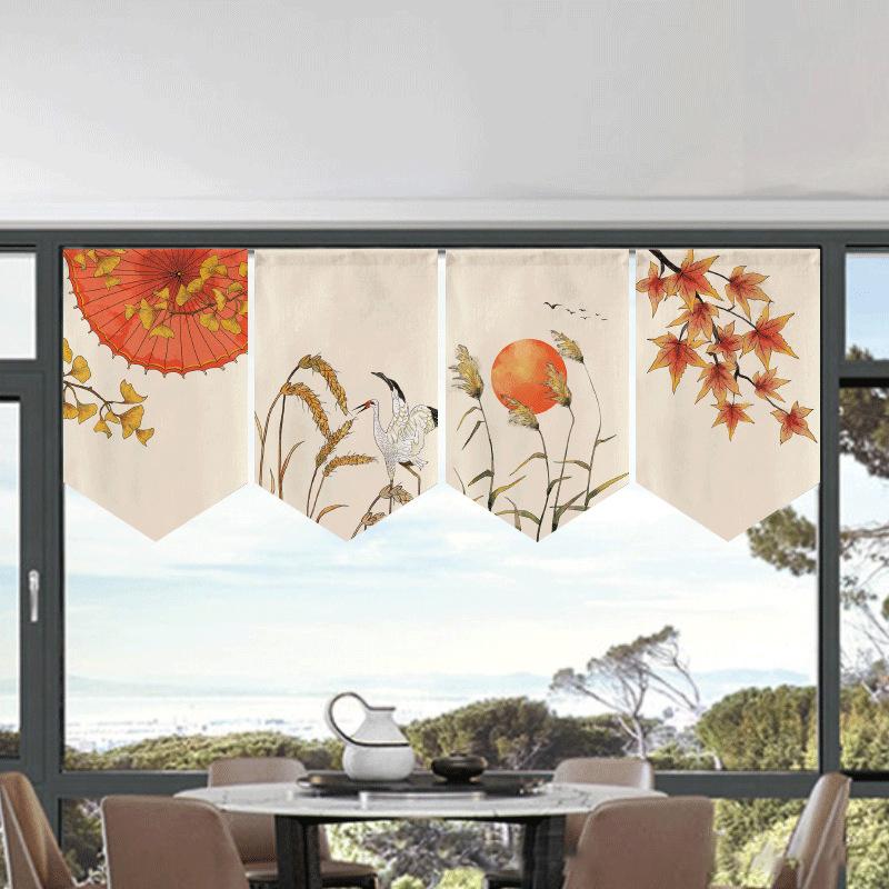 Chinese Decor Traditional Curtain Kitchen Short Curtain Noren Shop Japanese Style Curtain Small Window Restaurant Sushi Decor