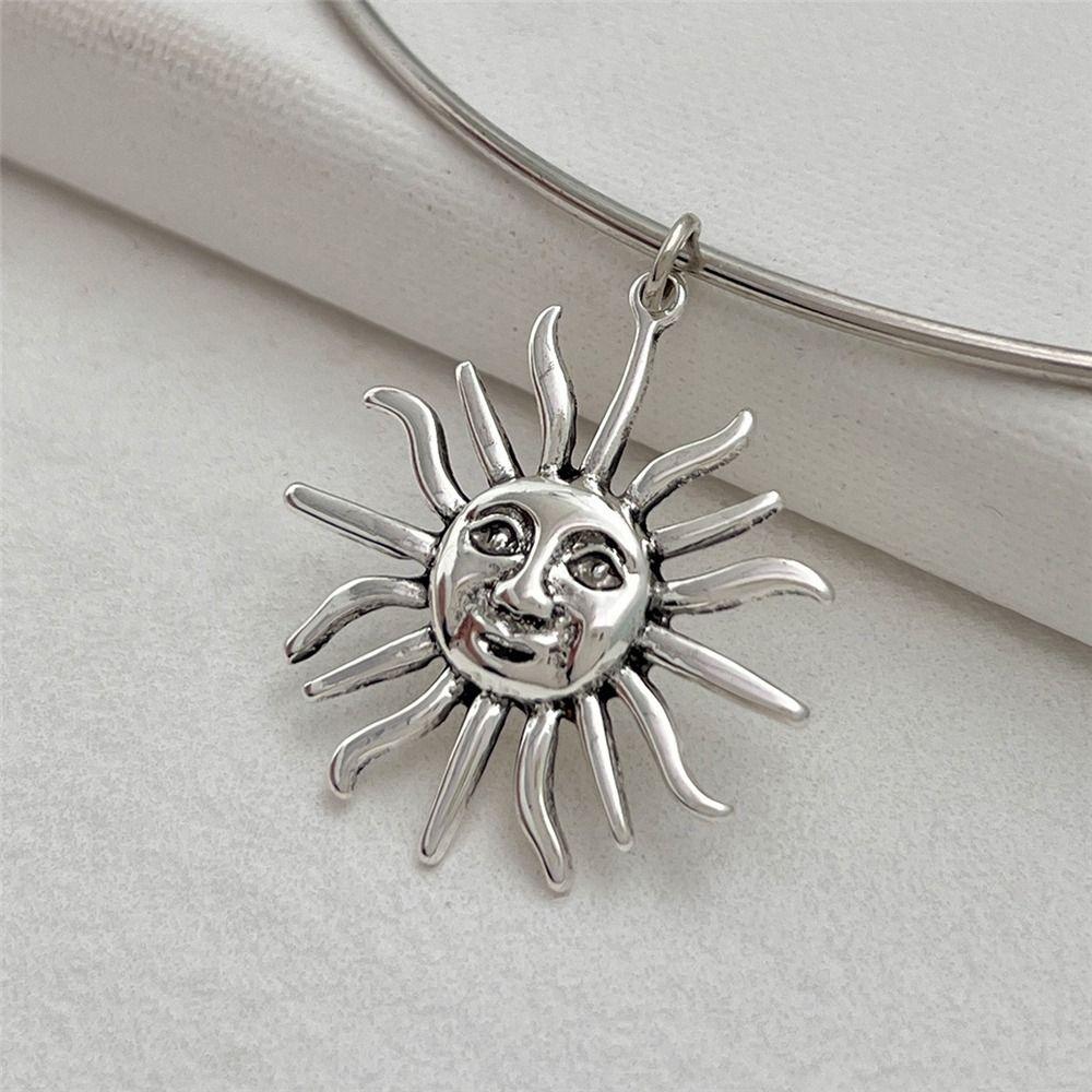 Gold Metal Thin Choker Adjustable Summer Necklace Fashion Sun Pendant Neck Chain  for Women