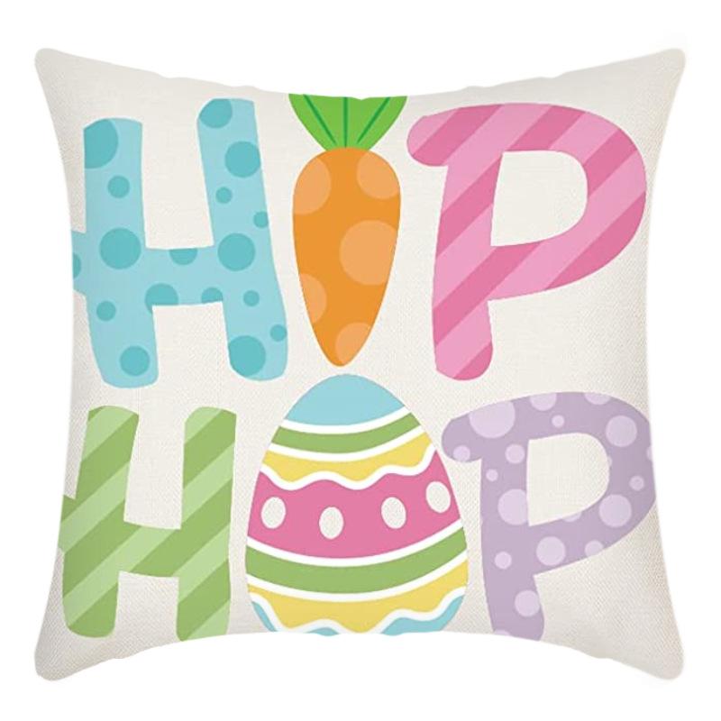 New Easter Pillowcase Cute Rabbit Short Plush Linen Cushion Pillowcase