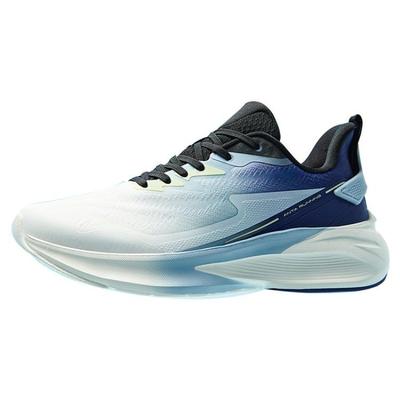 Cloud Tracking Round Toe Lace-Up Shock Absorbing Wear-Resistant Low-Top Casual Running Shoes Men Sneaker Black White Blue 112415522-2