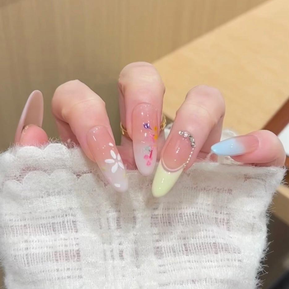 

Rich Girl Fairy Pink Long Press-On Nails - Soft, Girlish Style Nail Art Patches