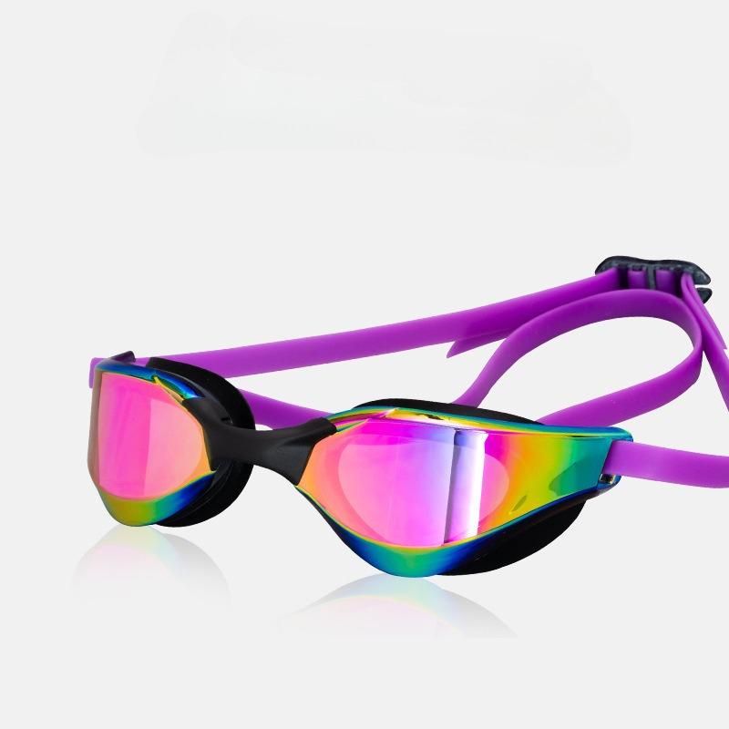 

Adult Swimming Racing Goggles Electroplated Anti-Fog Silicone Comfort Headband Goggles