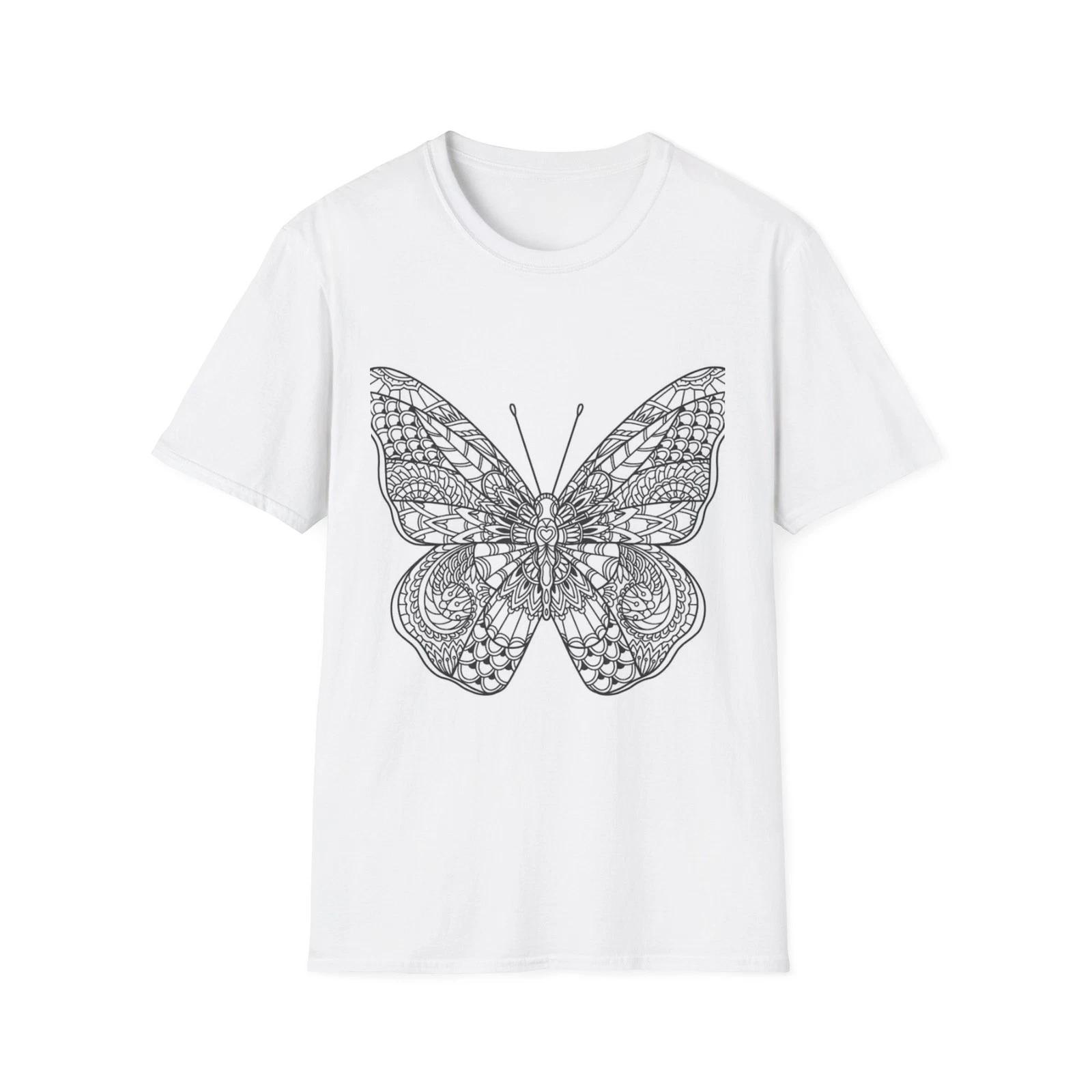 Paint your own shirt Intricate Butterfly Line Art T-Shirt | Wing Illustration S