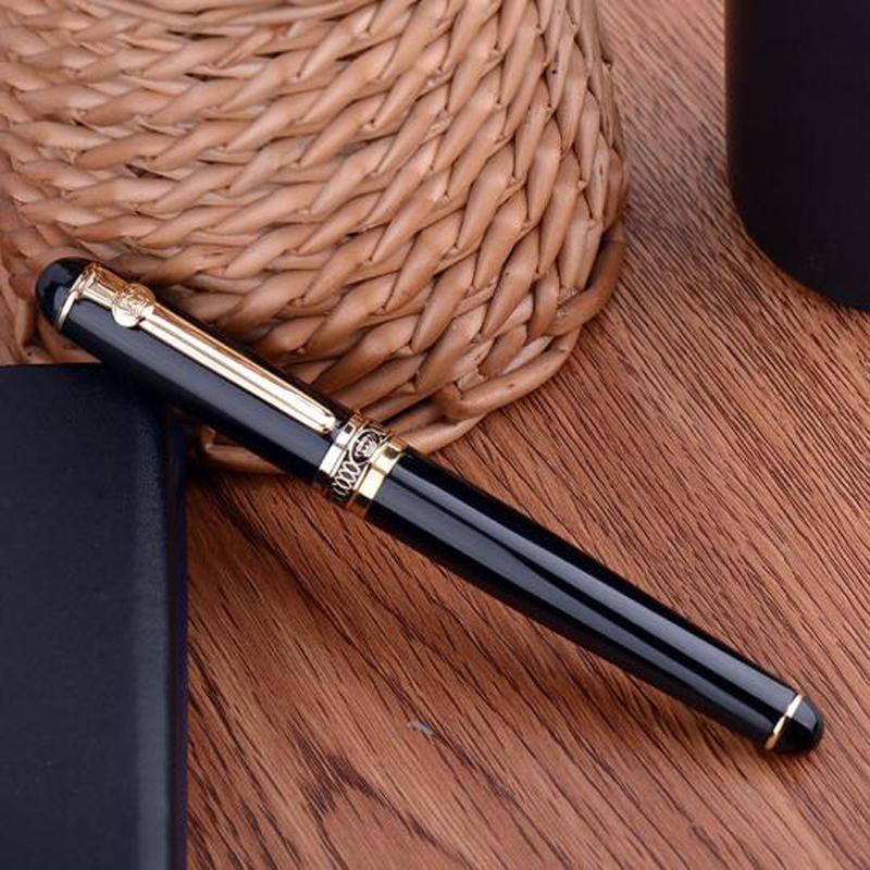 Duke D2 Zwart & Gouden Clip D2 Medium Pen met Penpunt Set met 1x Kalligrafie Fude Gebogen Penpunt Verwisselbaar Set Benodigdheden