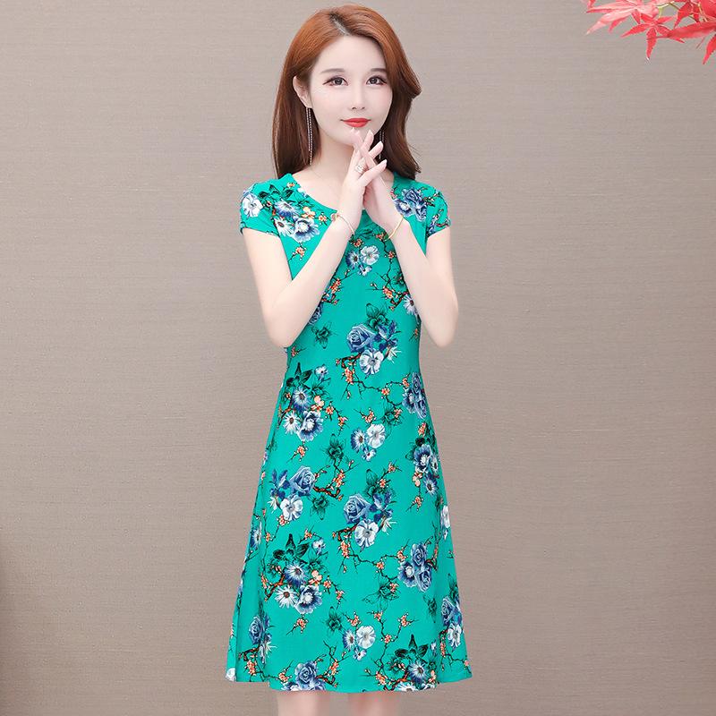 Letní dámské bavlněné šaty velké velikosti Šaty s volným páskem pro matku