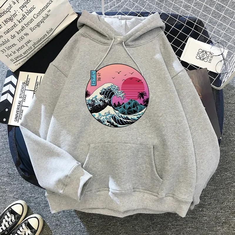2024 New Style - 90s Style Beautiful Landscape Print Pattern Autumn-Winter Fleece Warm-Up Hooded Sweatshirt