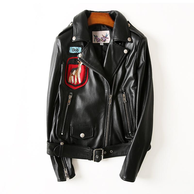 

Новая женская короткая кожаная куртка из ПУ с вышивкой M чёрный