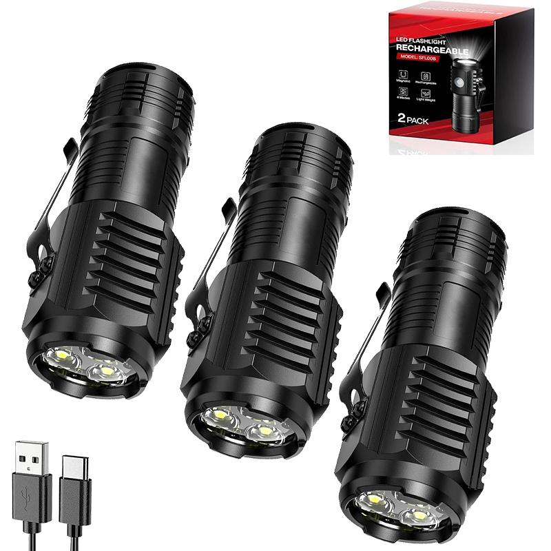 Mini LED Flashlight with Pocket Clip Type-C Rechargeable Magnetic Torch 5 Modes Waterproof Light for Outdoor Camping Hiking Use