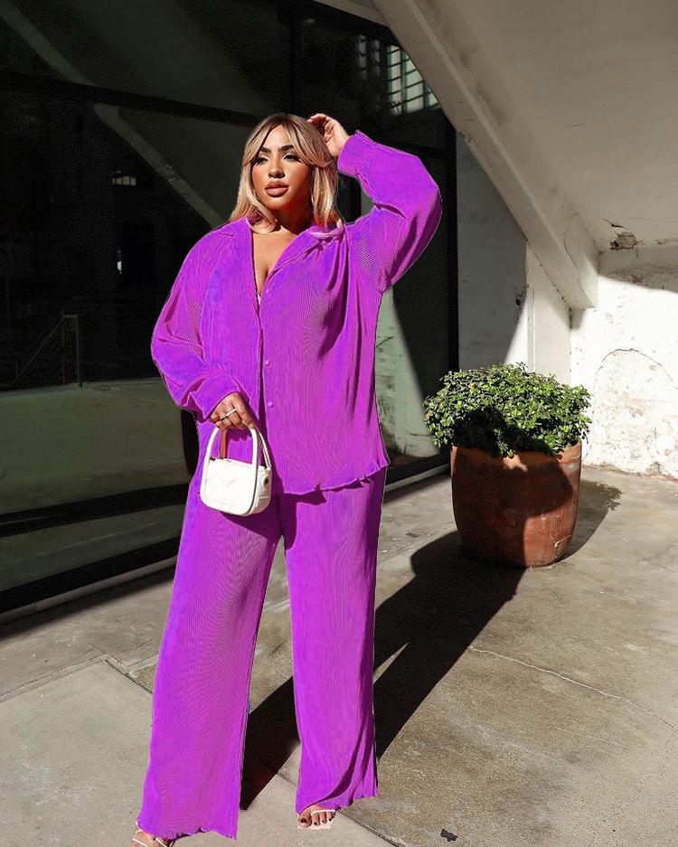 EU & US Women's Sexy Pleated Loose Casual Multi-color Set - Orange