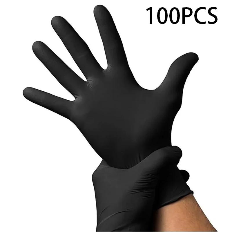 100 Pack Disposable Black Nitrile Gloves For Household Cleaning Work Safety Tools  Gardening Gloves  Kitchen Cooking Tatto