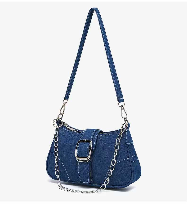 2026 Trendy Denim Single Shoulder Chain Bag - Versatile High-Quality Texture for Commute or Underarm Carry