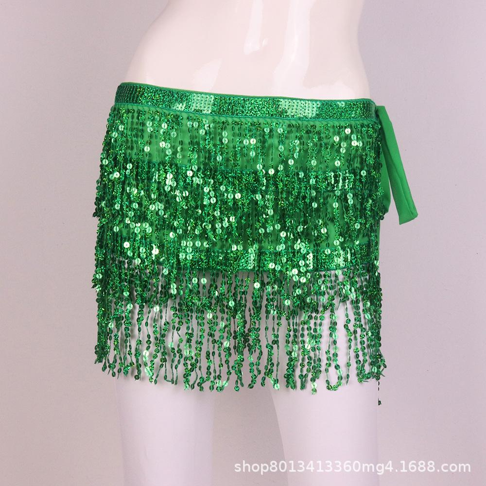 Halloween Belly Dance Hip Scarf Performance Sequin Tassel Waist Chain Bohemia Waist Scarf Sexy One Piece Skirt