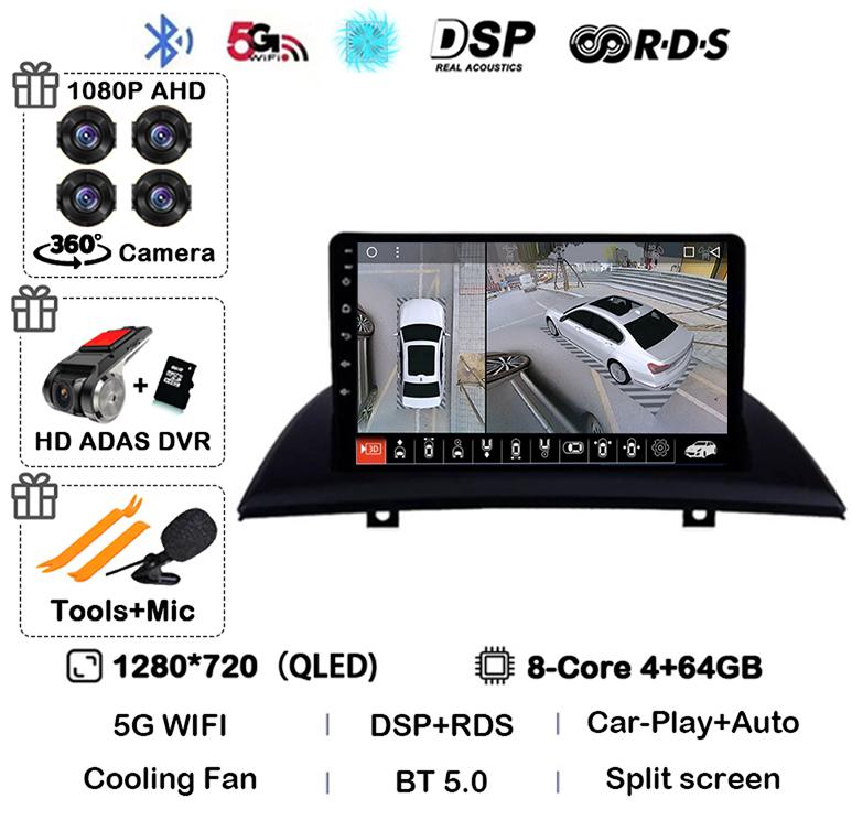 Android 14 Carplay Auto Car Radio For BMW X3 E83 2004 2005-2007-2009 2010 2011 2012 Multimedia Stereo Video Player GPS 4G WIFI