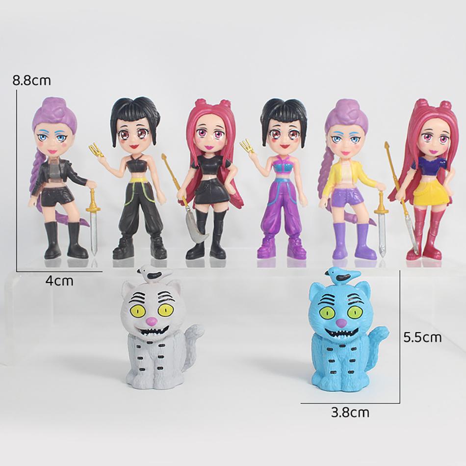 8pcs/Set Kpop Demon Hunt Series Figure Mini Tiger Figurine Toy Desk Decoration Figurine DollStatues Ornament Christmas Kid Gifts
