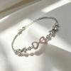 Exquisite Pink Heart & Zirconia Inlaid Adjustable Women's Bracelet