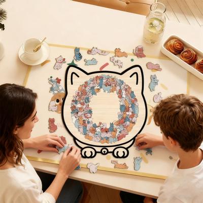 135 Stück/Set Katze Geformtes Holzpuzzle Fokus Logiktraining Holzpuzzlespiel Pädagogisches Schwieriges Puzzle Spielzeug Dekoration Geschenk für Katzenliebhaber