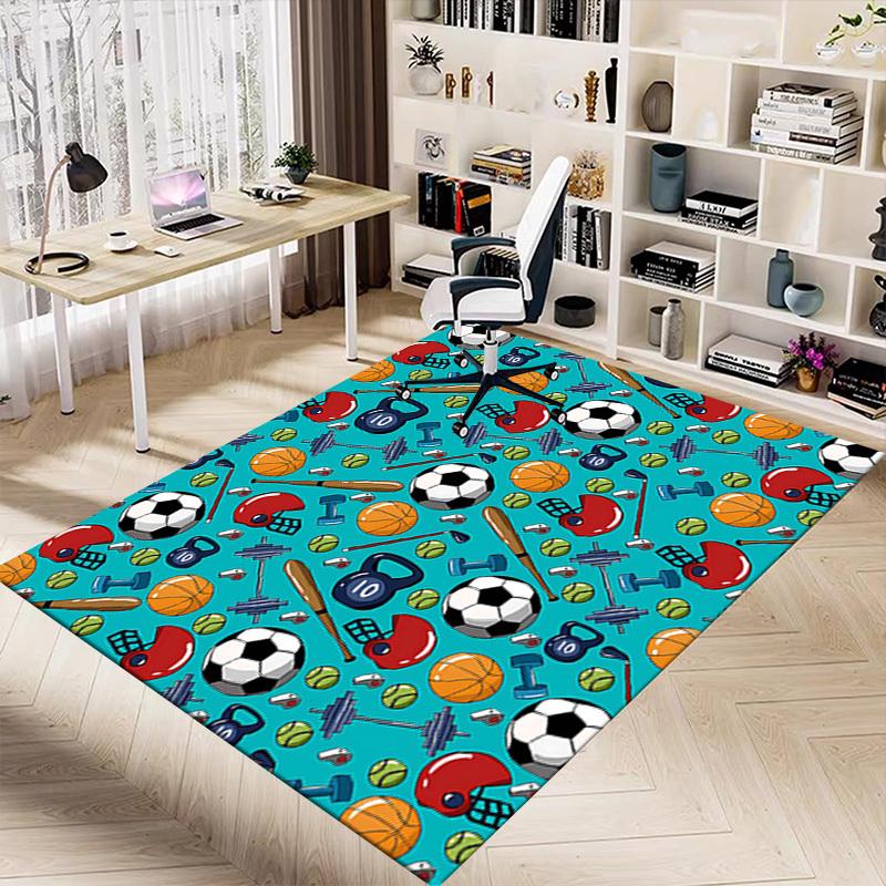 1PC Sports Equipment Sports Balls Extra Large Non-Slip Floor carpet, Office, family, bedroom, Studio - Large Area Rug Indoor Rugs, Vibrant Colors-W264