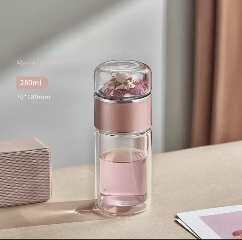 

2025 New Creative Tea Separation Double Wall Glass Bottle Tea Water Drinking Cup Tea Infuser Filter For Gifts Travel Office 280ml