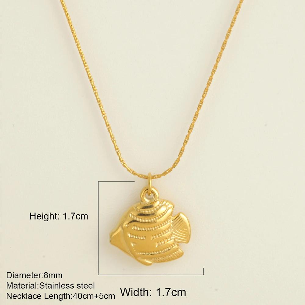 Ocean Series Guld Choker Rostfritt Stål Hänge Halsband för Kvinnor Snäcka Sjöstjärna Hängen Kvinnors Chunky Smycken Tillbehör