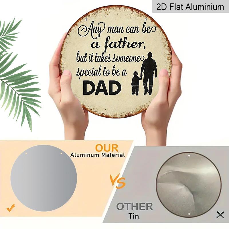 2D Flat - A Vintage Aluminum Sign for Father'S Day Gifts, Measuring 7.87X7.87 Inches, Featuring a Round 2D Design. This Warm Decoration for