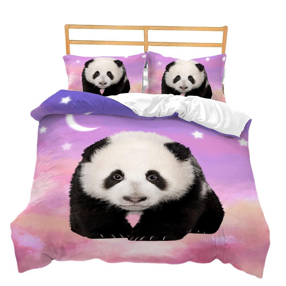 Panda Animal Bamboo Bed Three-Piece Quilt Cover 3D Digital Printing Kit Four-Piece Set