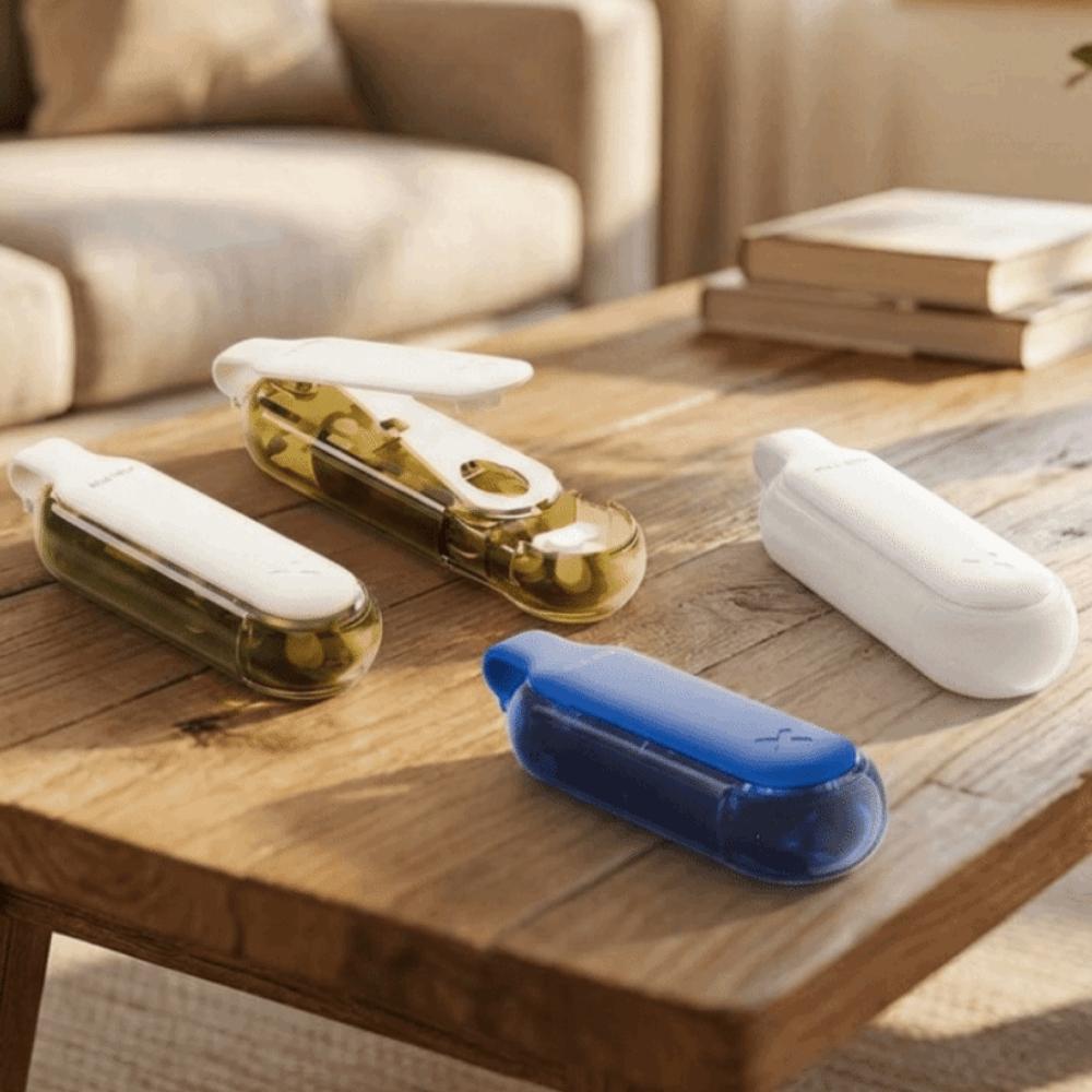 Mini-Pillen-Extraktor Kunststoff-Pillen-Spender Tabletten-Aufbewahrungsbox 4 Fächer Pillendose Tägliche Anwendung