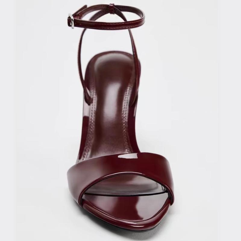 Fashion Fashion Patent Leather High-Heel Sandals Women Sexy Open-Toe Ankle Strap Buckle Brand Designer Shoes Elegant Evening Dress Shoes