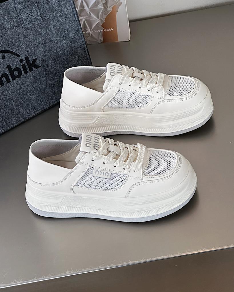 Korean Version Two-wear Shoes Versatile Mesh Little White Shoes Women's Shoes 2025 New Summer Board Shoes Breathable Casual Shoes