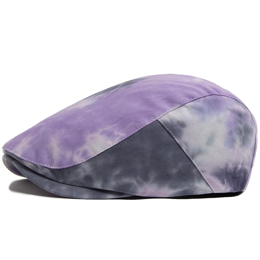 

Летний женский берет с принтом тай-дай, мягкий верх, мужская плоская кепка спереди и сзади, модная уличная кепка в стиле хип-хоп, повседневные женские береты фиолетовый