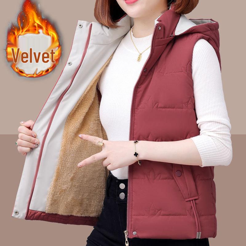 

Женский хлопковый жилет с флисовой подкладкой, укороченного стиля для осени/зимы 2024, идеально подходит для мам среднего возраста и миниатюрных фигур 4XL