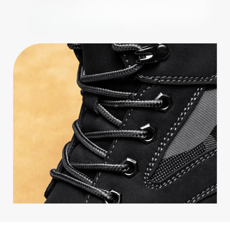 Retro Men's Ankle Boots Waterproof Casual Leather Boots High Top Shoes for Men Non Slip Work Boots