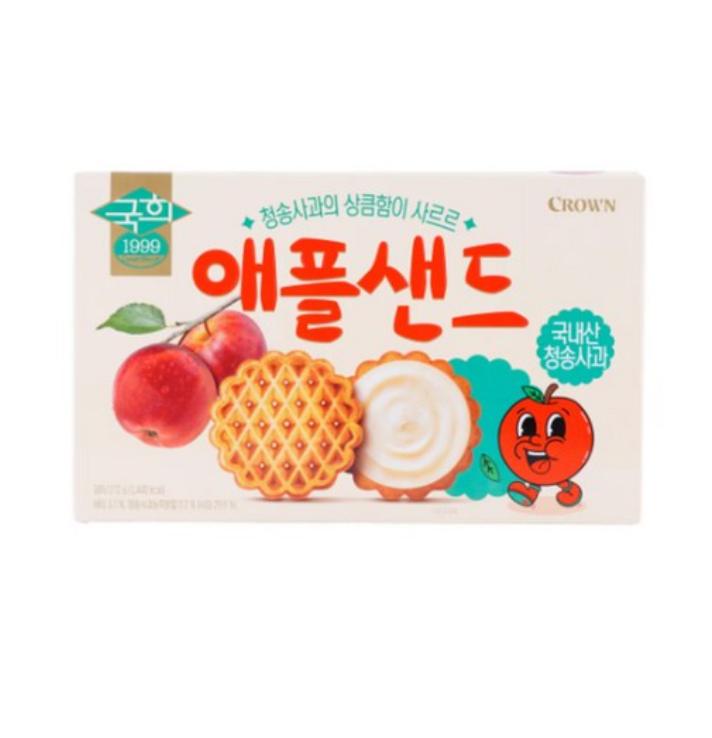 Crown Gukhee Apple Sandwich 272g – Crunchy & Fruity Korean Biscuit Snack