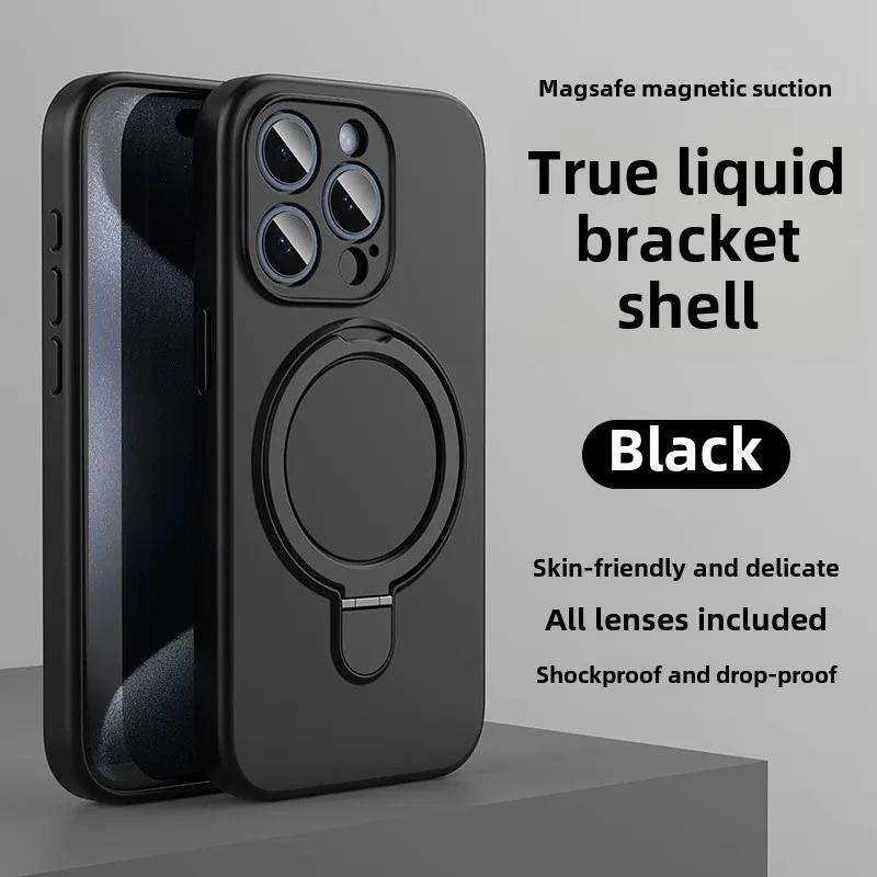 Liquid Silicone Magnetic Ring Holder Case for Magsafe IPhone 17 Air 16 15 14 13 12 Pro Max Plus 17Pro Mag Safe Stand Phone Cover