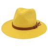 Cappello Panama Primavera Estate con Cinturino Giallo Accessori Cappello di Paglia Spiaggia Traspirante Casual Cappello Jazz Stile Europeo Americano