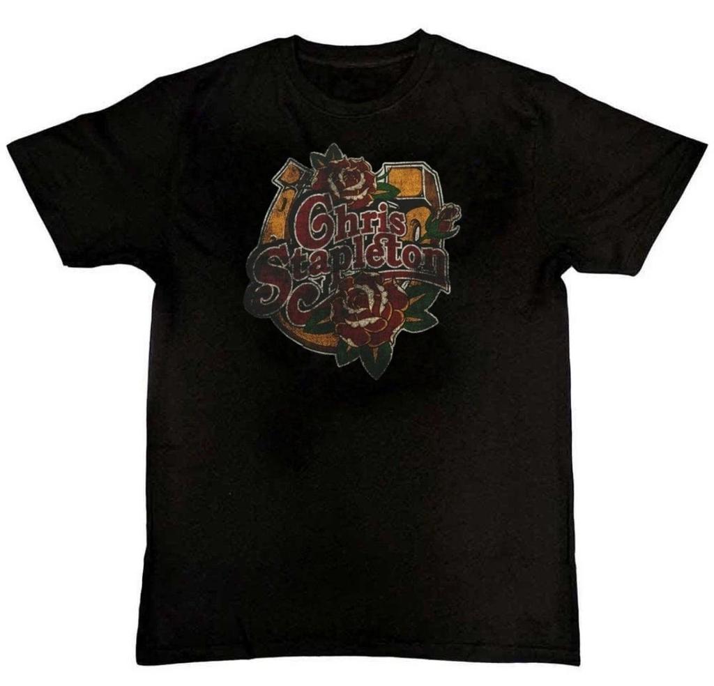 Chris Stapleton Horseshoe Roses Graphic Mens T-Shirt