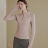 Women Half Zipper Yoga Long Sleeve Top Slim Elastic Quick-Drying Breathable Solid Color Top  Gym Athletic Yoga Running Wear