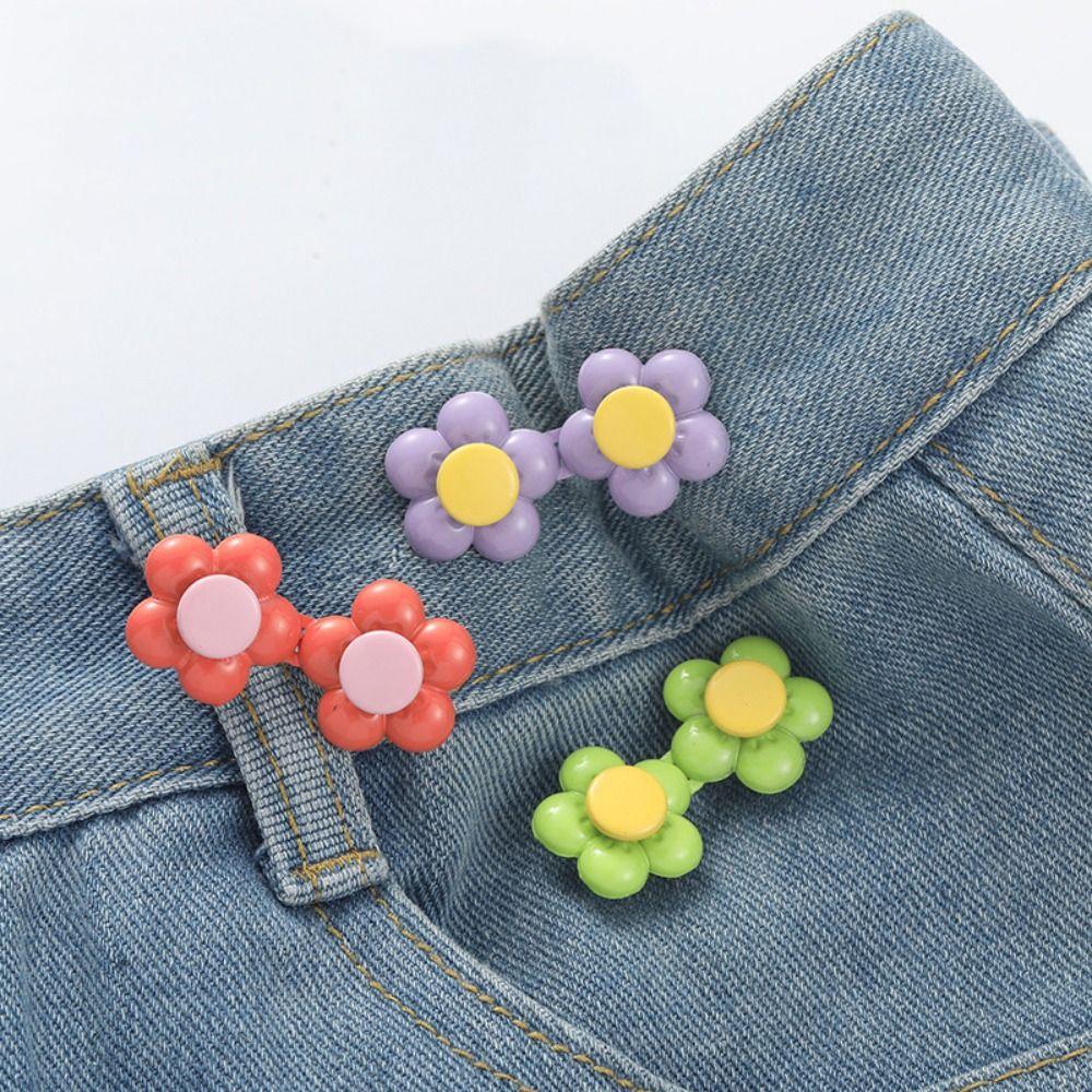 

Регулируемая застежка-молния с цветочным узором на талии, джинсовые пуговицы для свободных джинсовых брюк розовый